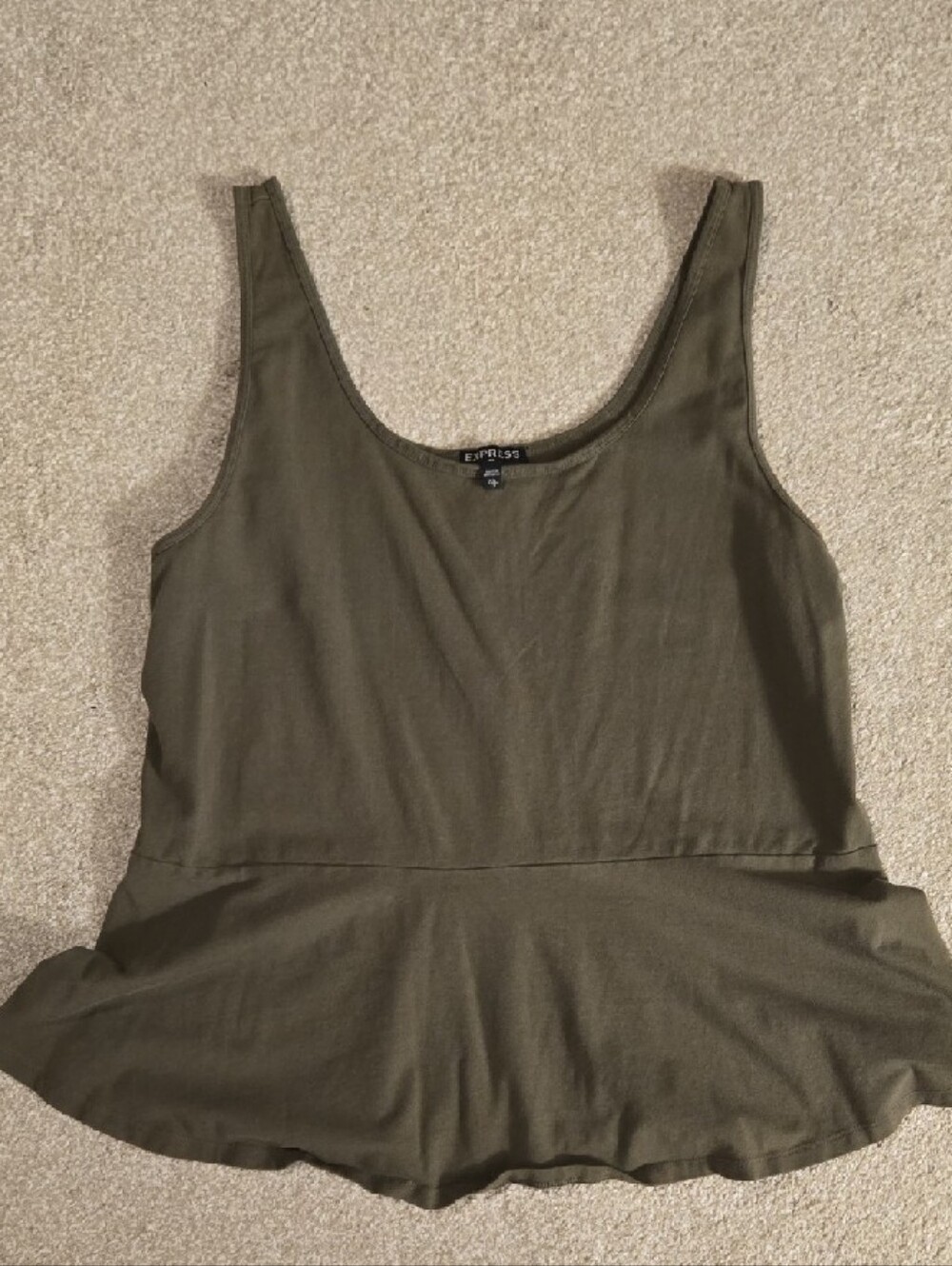 Express Olive Green & Black Scoop Peplum Tank Tops (Set Of 2) - Picture 3 of 5